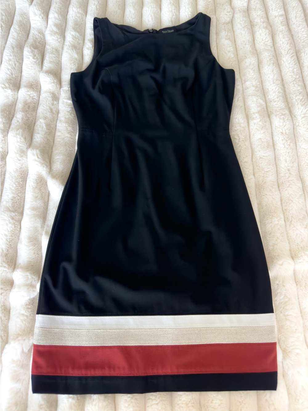 White House Black Market Sleeveless Sheath Dress with Red and White Trim
